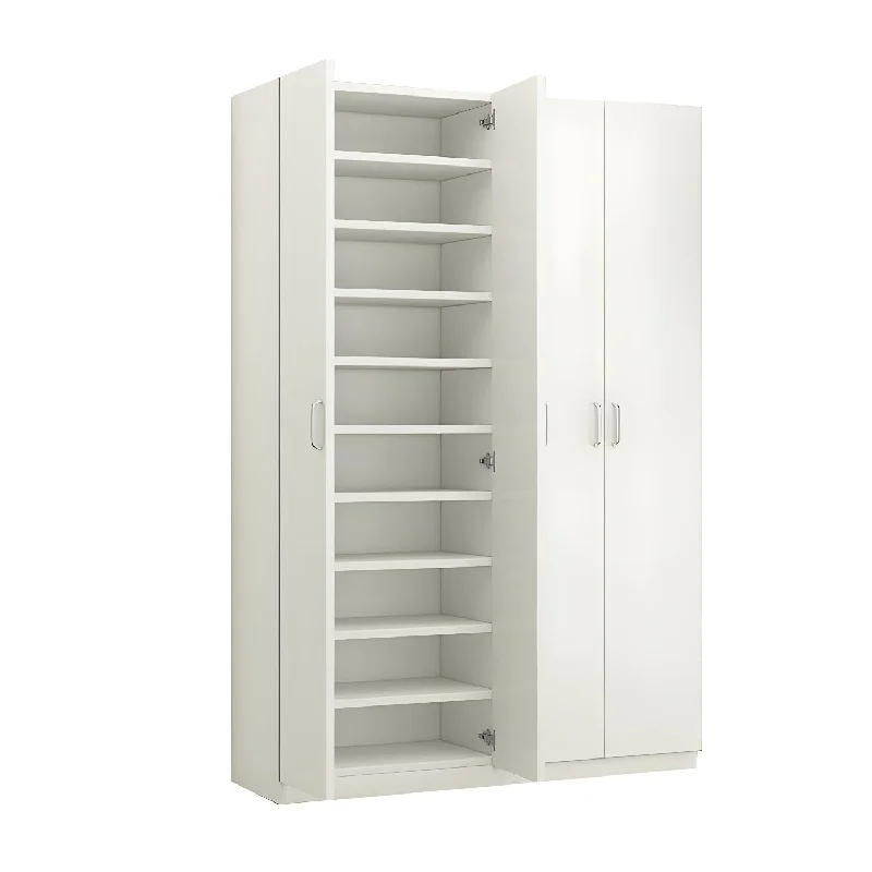 LITFAD Modern Shoe Storage Cabinet Solid Wood Shoe Rack with Doors and Shelves Large Capacity Moisture-Proof Shoe Cabinet - White 47.2" L x 12.6" W x