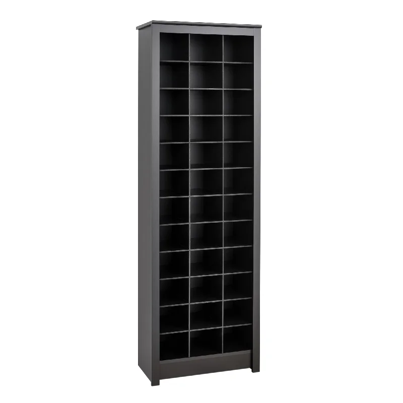 Prepac Elegant Black Shoe Storage Cabinet, Space-Saving Solution with Cubbies for 36 Pairs, 13"D x 23.5" W x 72.5" H