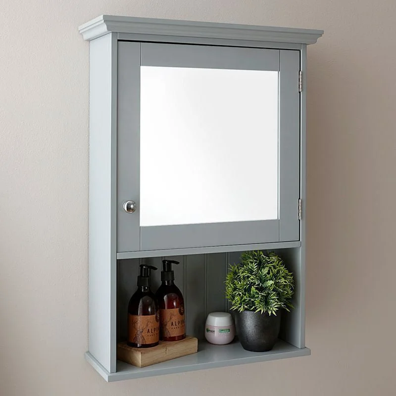 Colonial Bathroom Cabinet Grey 1 Door 3 Shelves