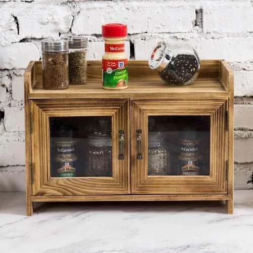 Rustic Dark Brown Wood Kitchen & Bathroom Countertop Cabinet