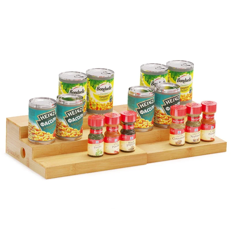 SpaceAid Bamboo Spice Rack Organizer for Cabinet, 3 Tier, Natural