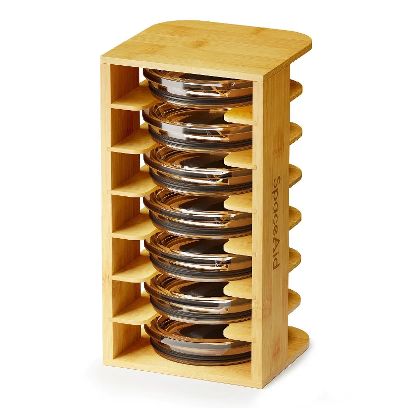 SpaceAid Bamboo Tumbler Lid Organizer for Kitchen Cabinet, 7-Tier