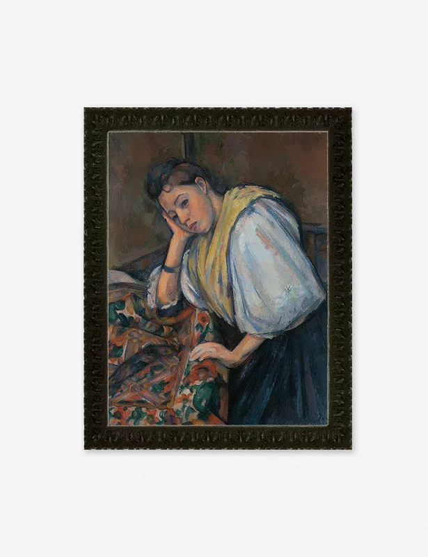 Young Italian Woman at a Table Wall Art by Paul Cezanne