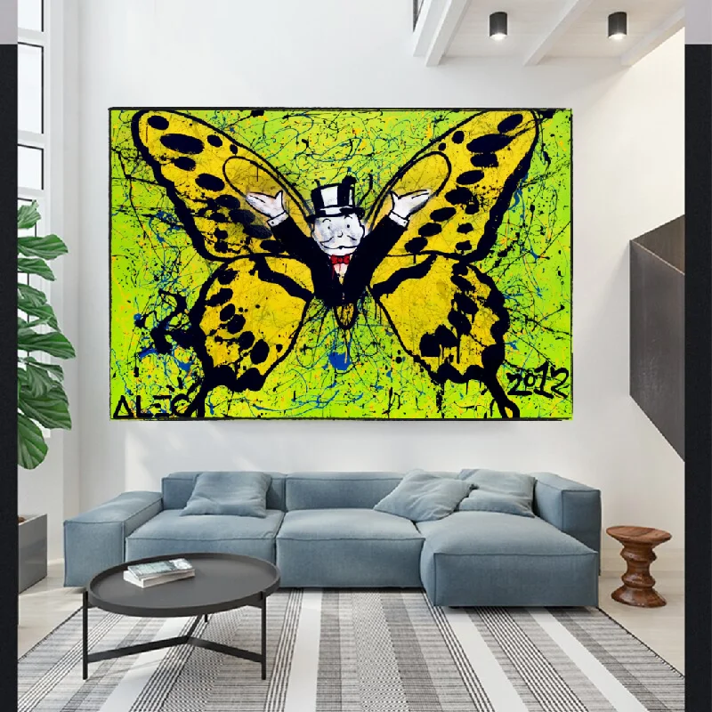 Alec Monopoly Art for Sale: Money Man Got Wings Canvas