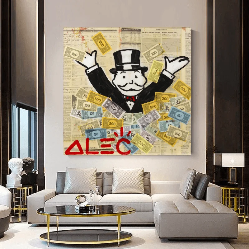 Alec Monopoly Money Man Millionaire Canvas Wall Art