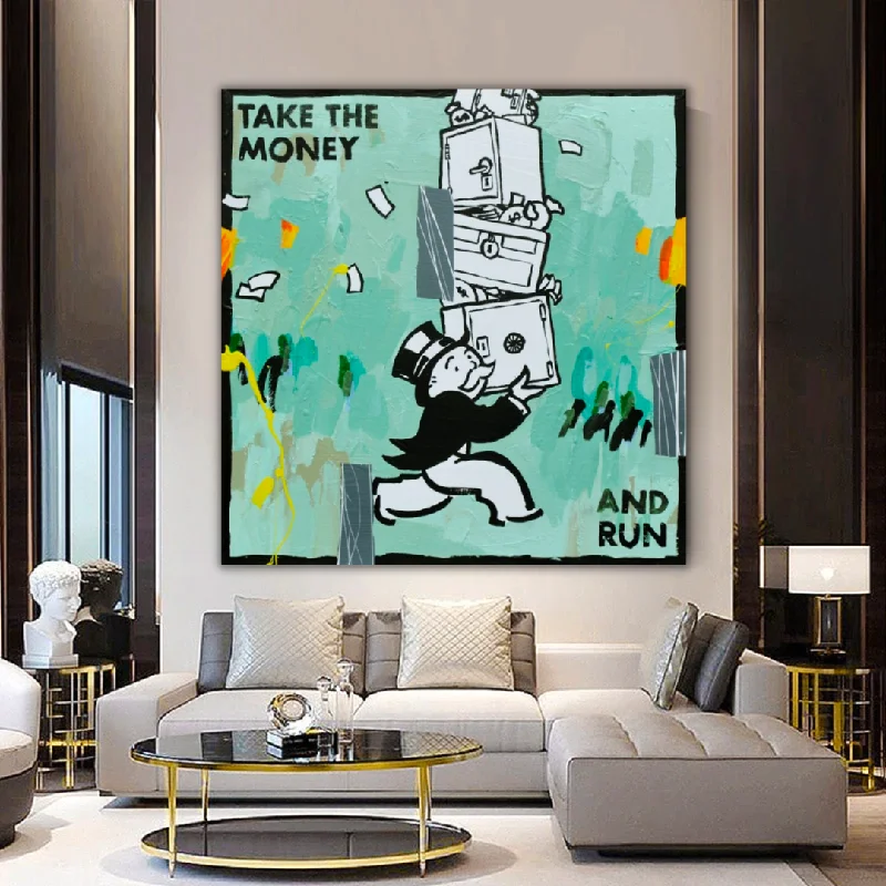 Alec Monopoly Take the money and Run Canvas Wall Art