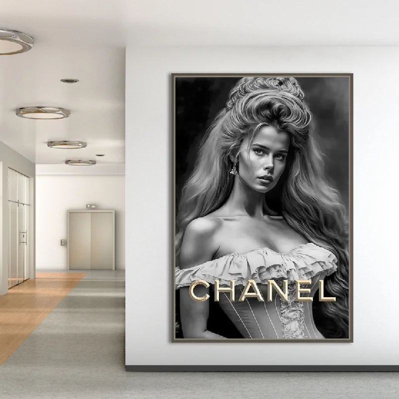 Chanel Canvas Wall Art - Express Your Style with Fashionable Girl Print