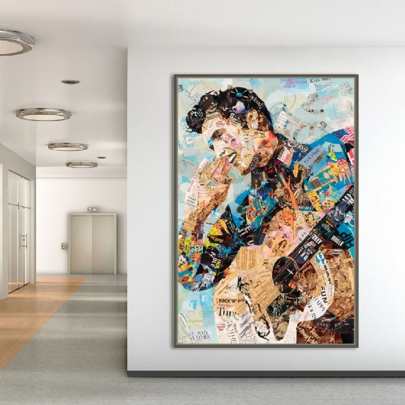 Elvis Presley Singer Portrait Canvas Painting Abstract Magazine Wall Art