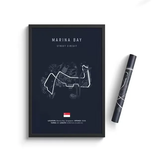 Formula One Dark Marina Bay Racing Wall Art - Authentic Racing Poster