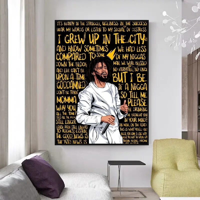 J Cole Singer Canvas Wall Art: Exceptional Depiction