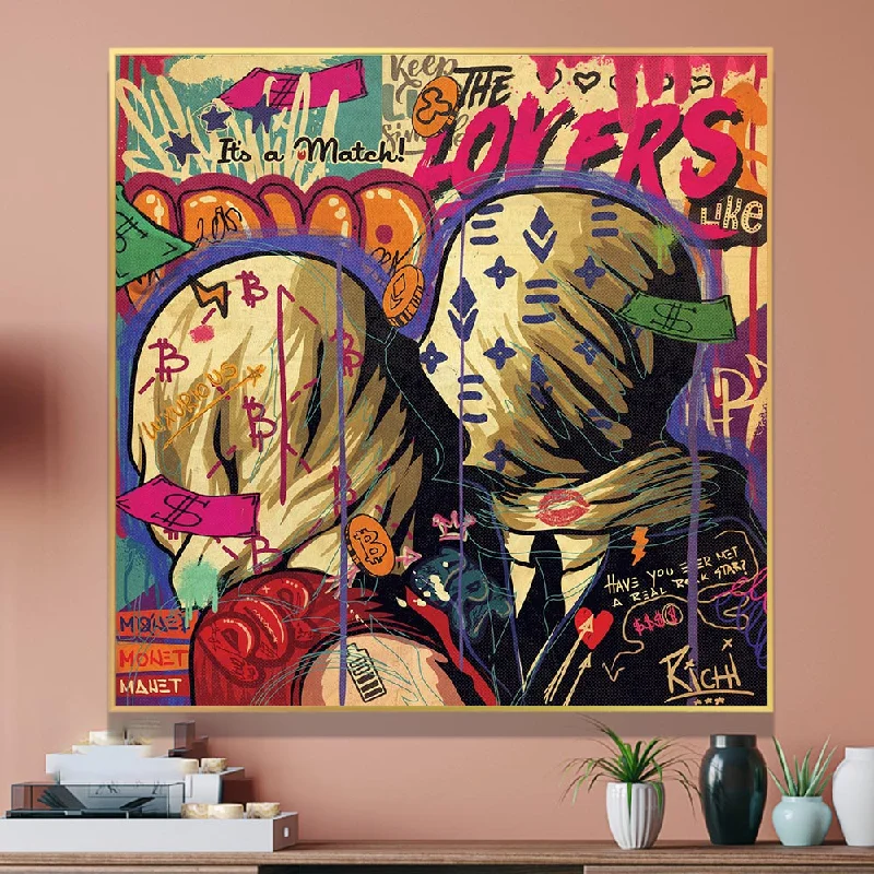 Lovers Kiss Canvas Wall Art: Captivating Masterpiece