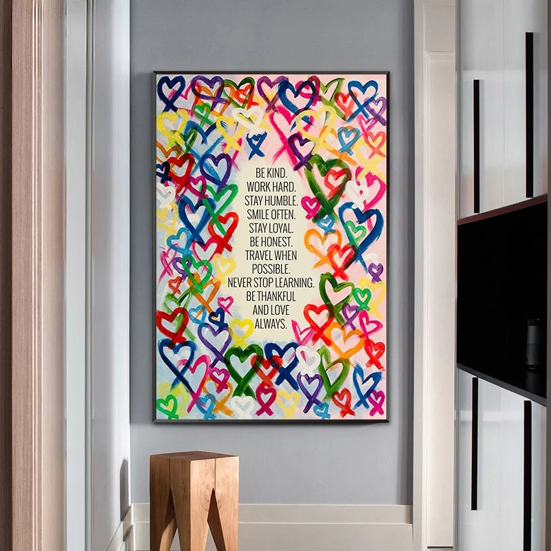 Modern Be Kind and Love Always Canvas Wall Art