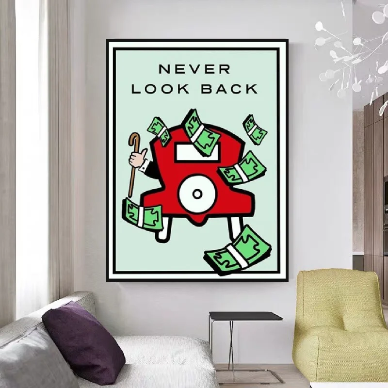 Monopoly Never Look Back Card Canvas Wall Art