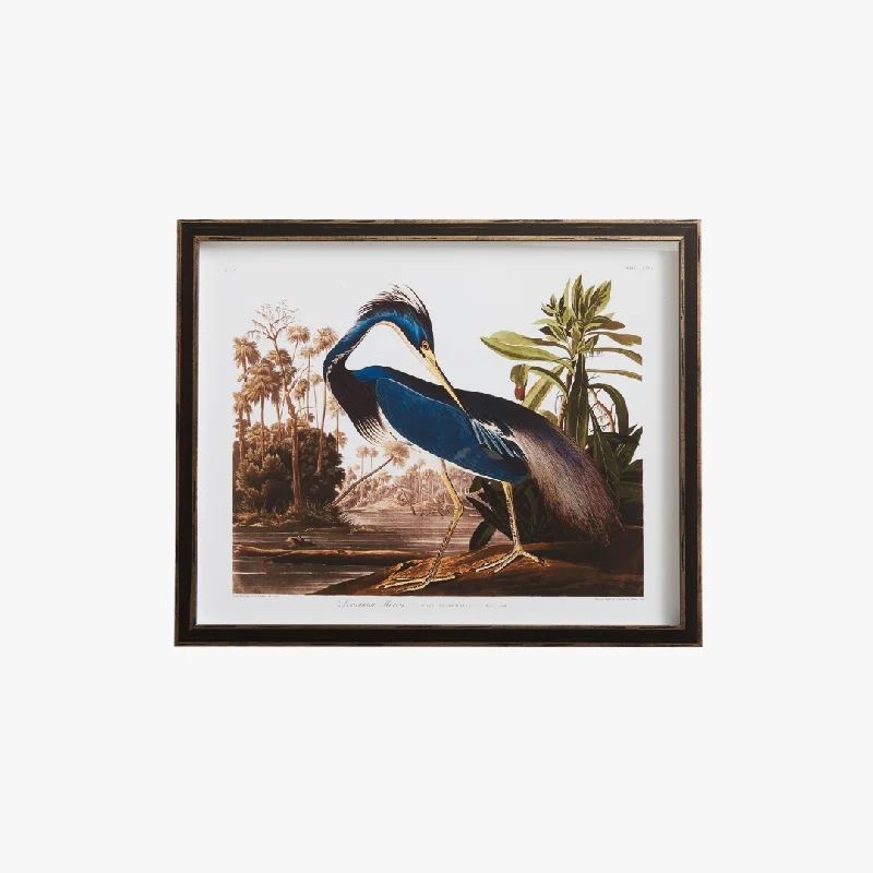 Navy Heron Bookplate Print