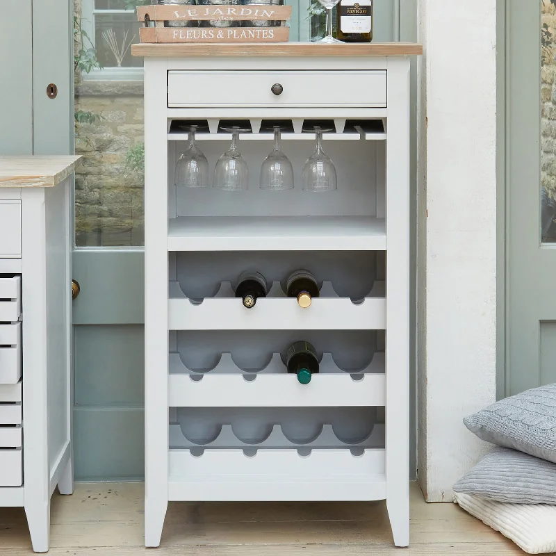 Ridley Grey Wine Rack/Wine Glass Storage Rack Cabinet