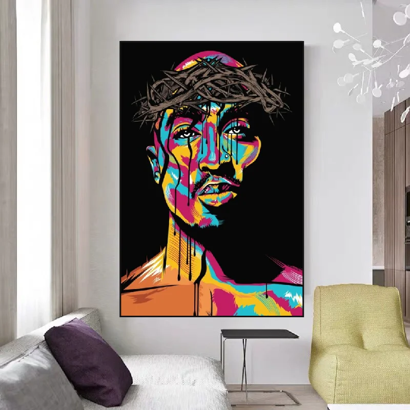 TuPac Singer Graffiti Colourful Canvas Wall Art