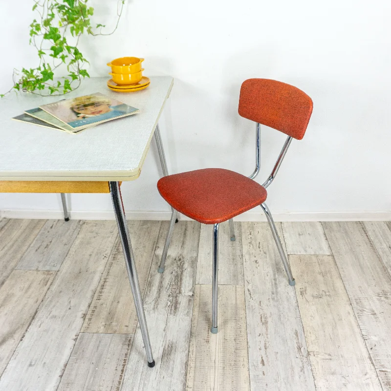 1960s RED Chromed faux-leather KITCHEN CHAIR