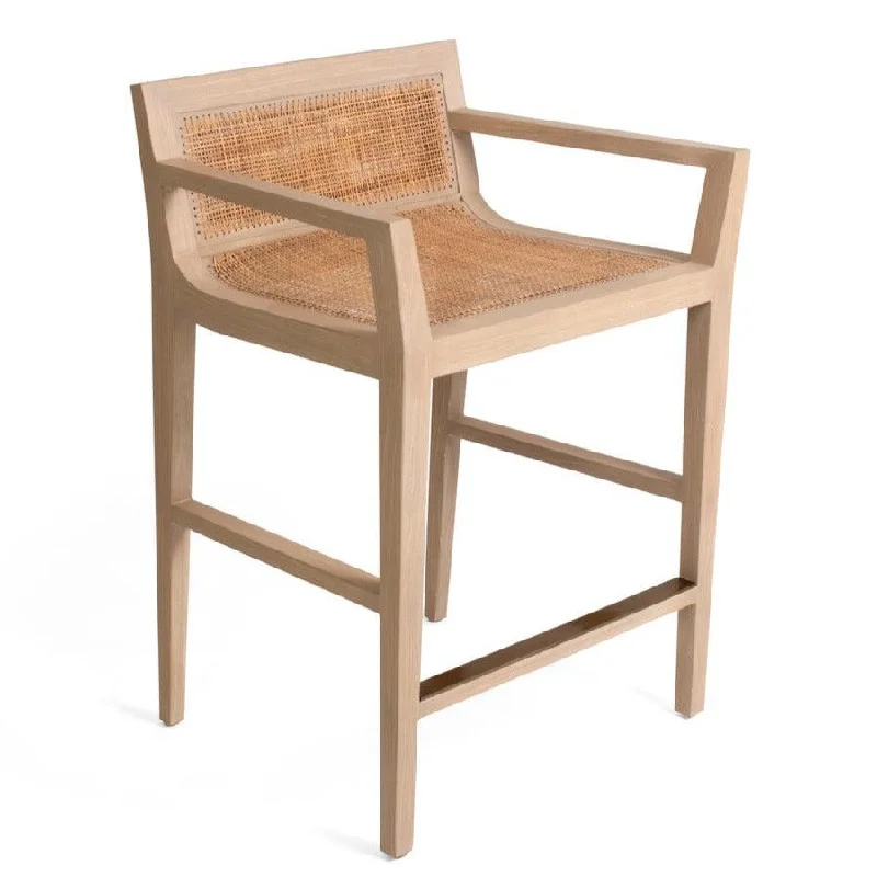 Modern Natural Rattan Curved Counter Stool