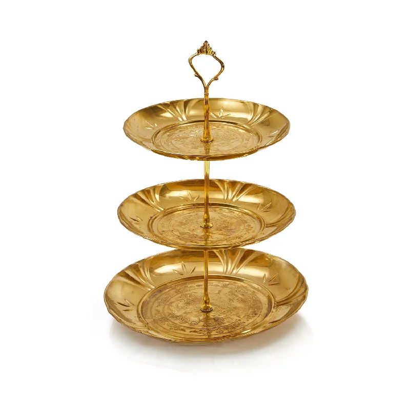 Gold Three Tier Serving Tray