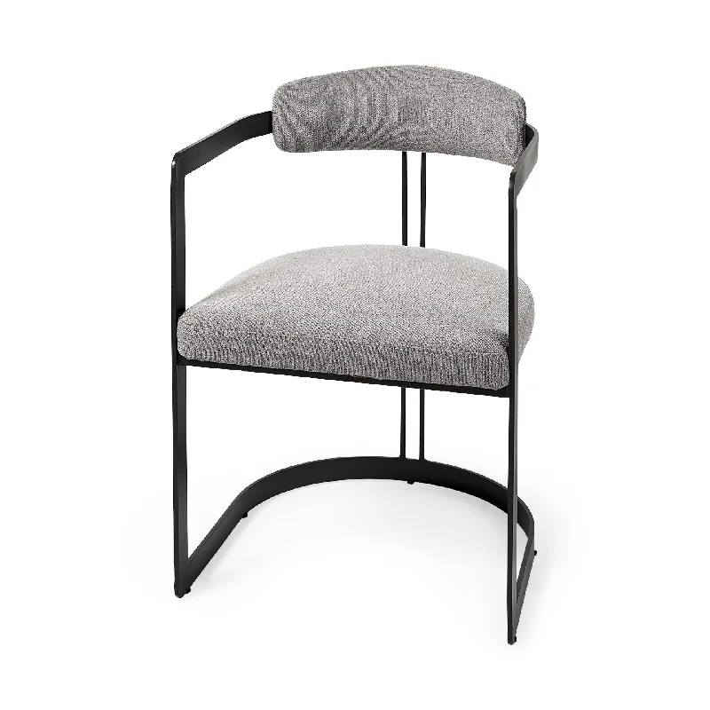 Curvy Black and Gray Upholstered Dining Armchair