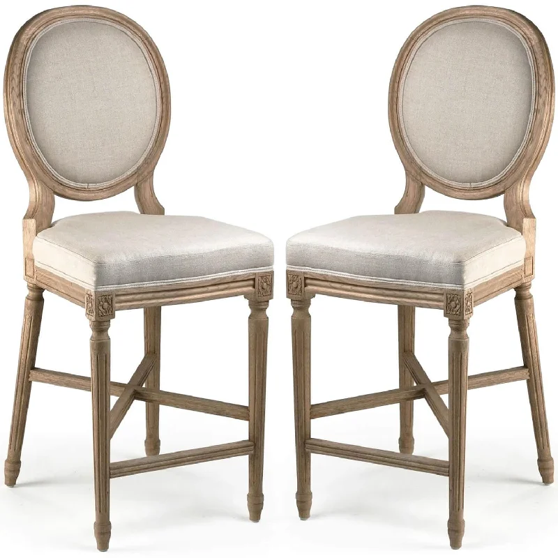 French Medallion Counter Stools - Pair