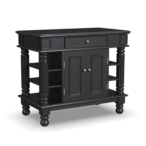 Homestyles Americana Black Kitchen Island with Open Shelving by Home Styles