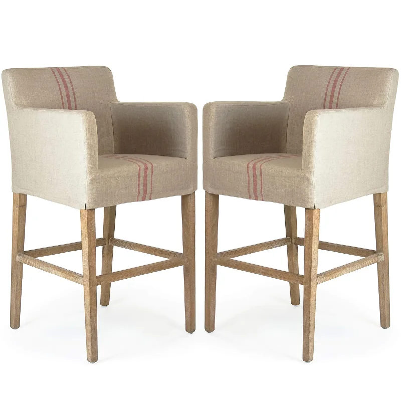 Red Striped Avignon Bar Stools