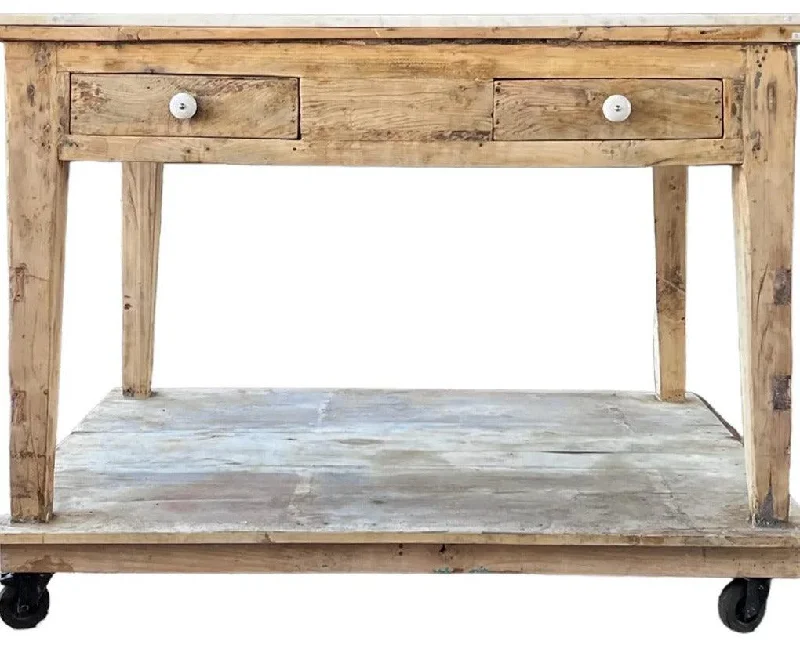 Marble Top Farmhouse Kitchen Island