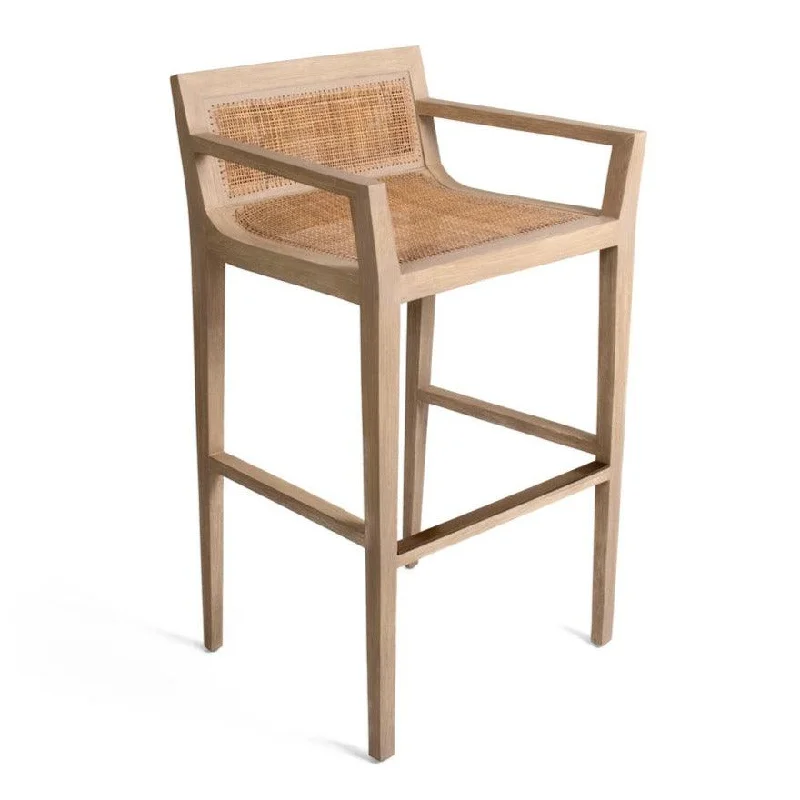 Modern Natural Rattan Curved Bar Stool