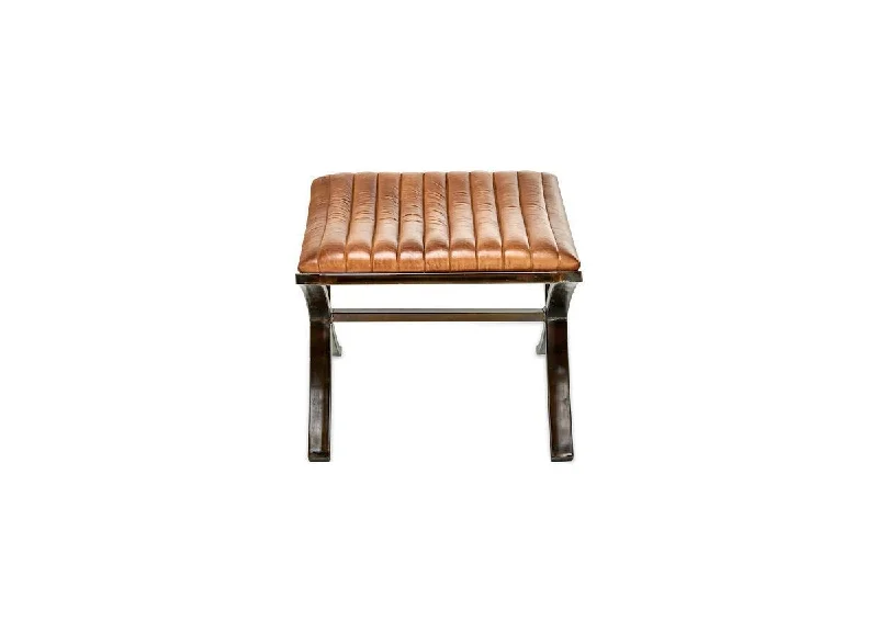 Narwana Ribbed Leather Footstool