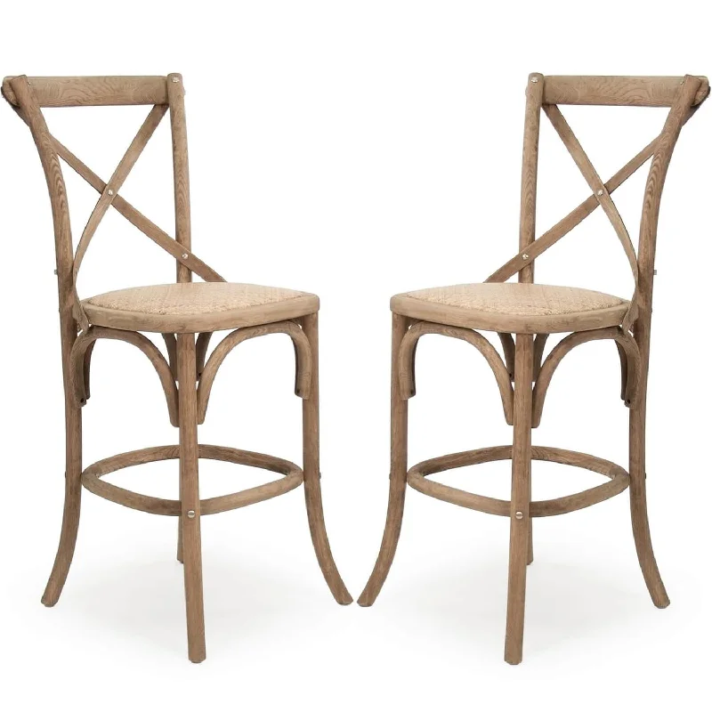 Natural Parisian Cafe Counter Stools - Pair