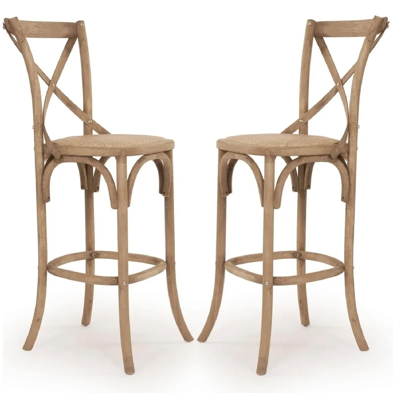 Natural Oak Parisian Cafe Bar Stools- Pair