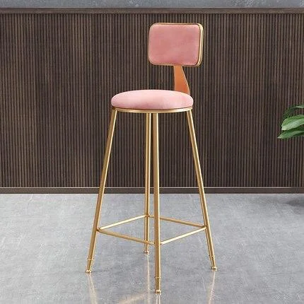 Simple Golden Bar Stool With Back Rest