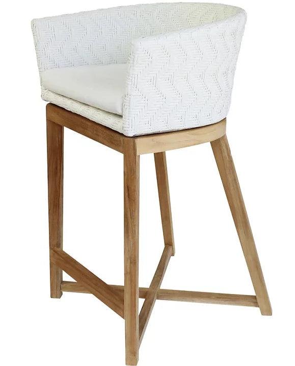 White Textured Boho Counter Stool