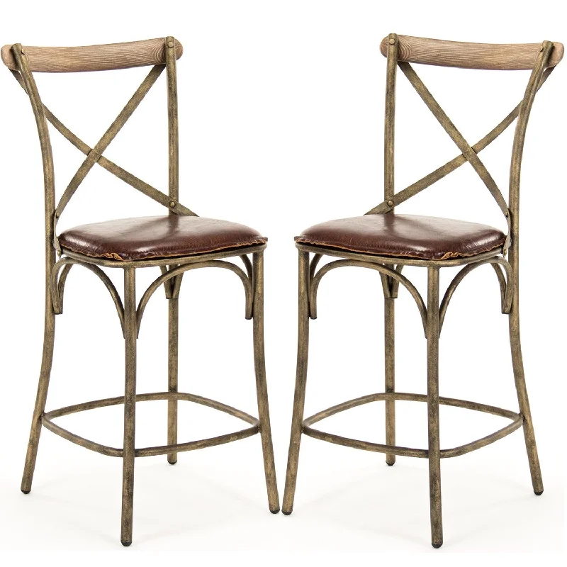 Bronzed Cafe Counter Stool - Pair