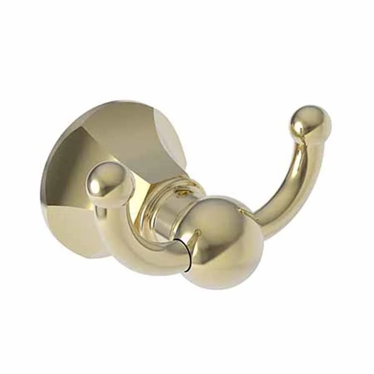 Robe Hook Metropole Double French Gold PVD 2-1/3 Inch Wall Mount Brass