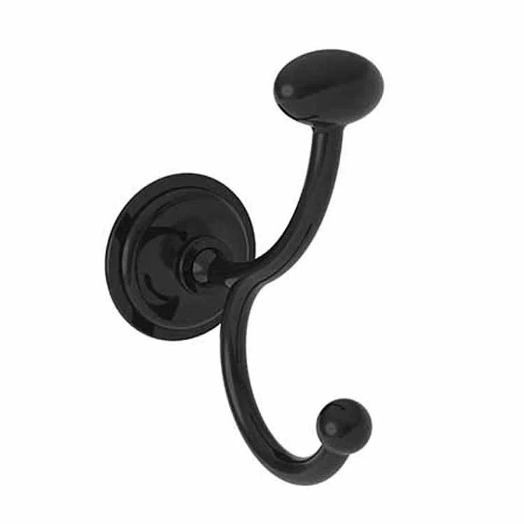 Robe Hook Miro Double Vertical Gloss Black 4-6/7 Inch 3-7/9 Inch Wall Mount Brass