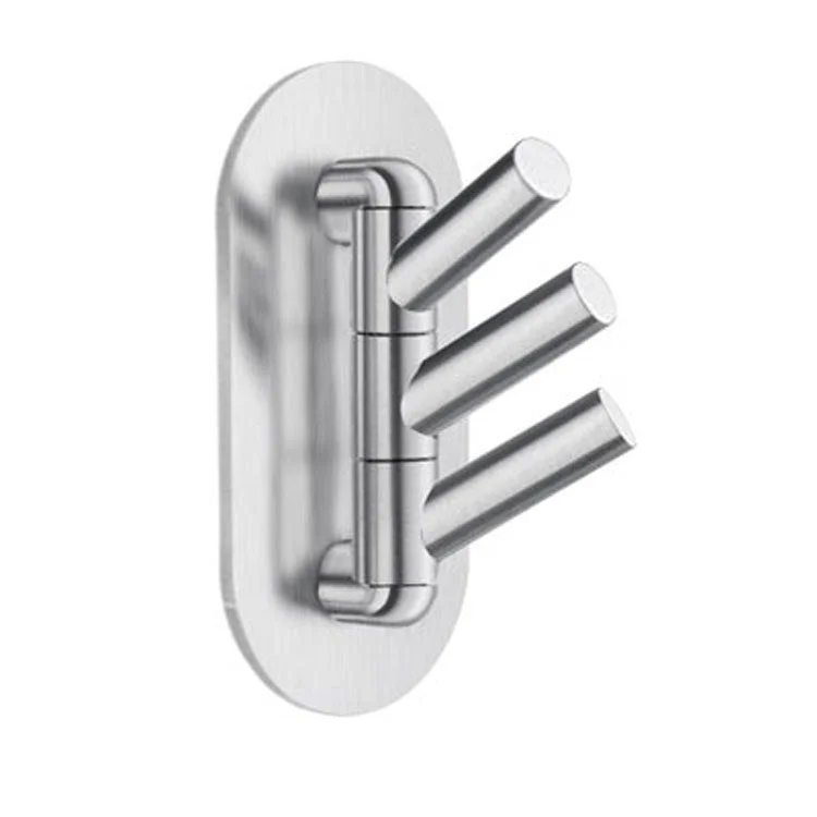 Hook Triple Swivel Brushed Stainless Steel 3-1/2 x 1-3/4 x 3-1/2 Inch 1-3/4 Inch Wall Mount