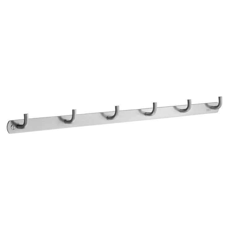 Coat Rack 6 Hook 1 x 1 x 1-1/8 Inch Brushed Stainless Steel Brass