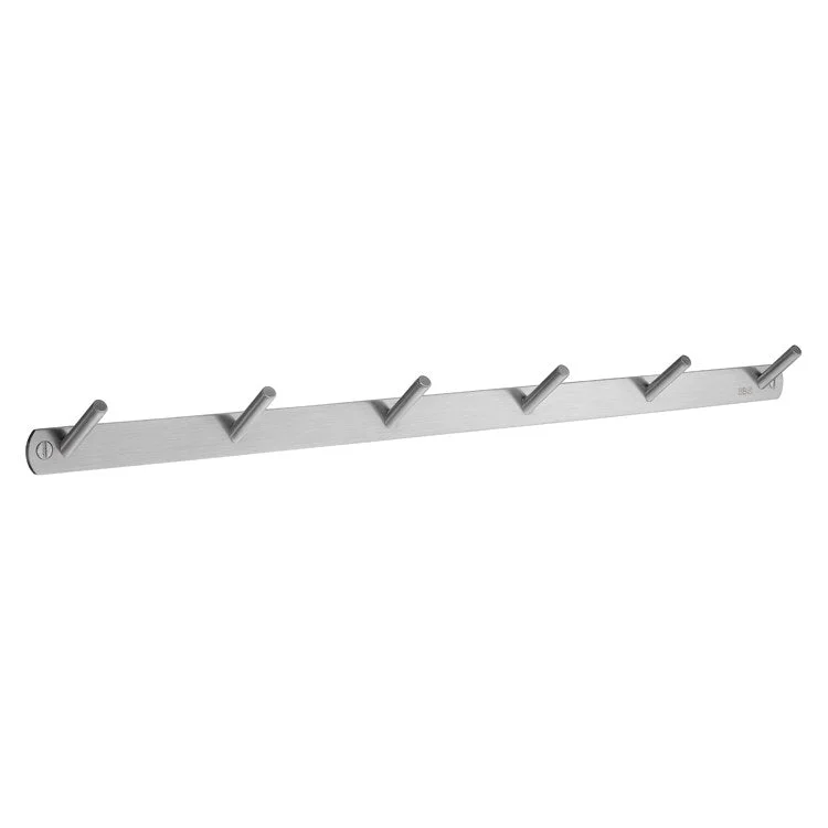 Coat Rack 6 Hook 1 x 1 x 19 Inch Brushed Stainless Steel Brass