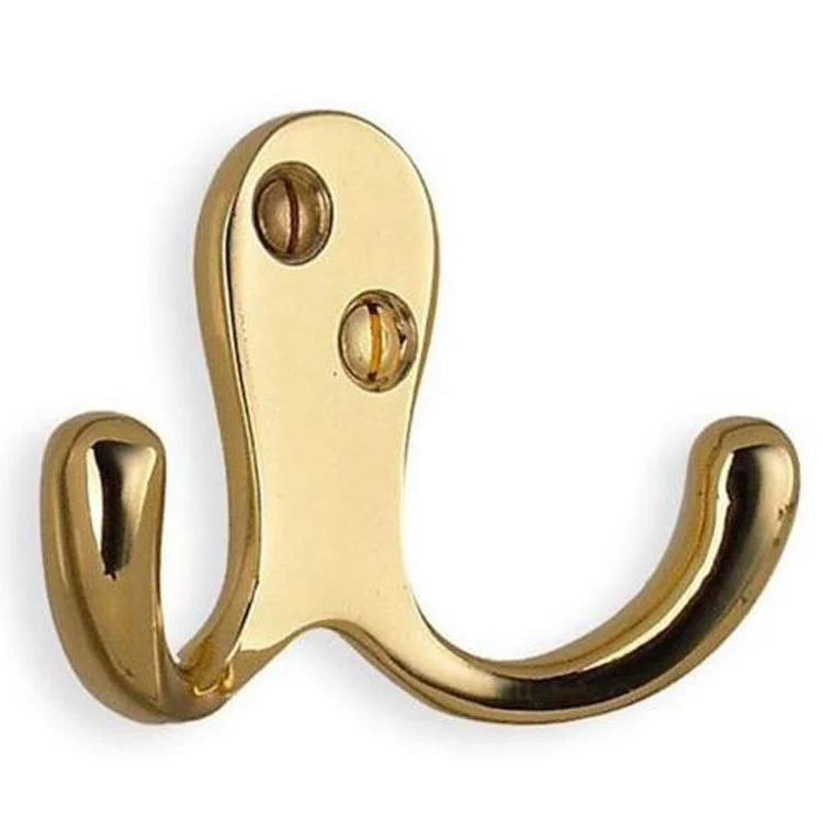 Coat Hook Double Polished Brass 1-3/4 Inch 1-1/2 Inch Wall Mount Zinc