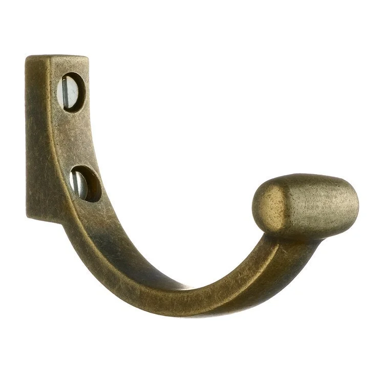 Hook Single Brass 3 x 1 x 1-3/4 Inch 1-3/4 Inch Wall Mount Brass