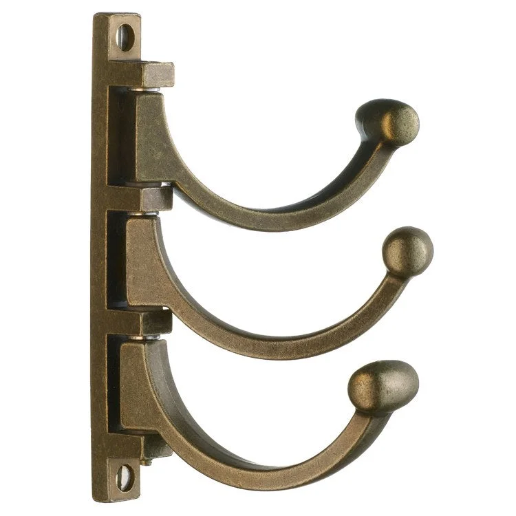 Hook Swing Arm Triple Brass 3 x 1 x 5 Inch 1 Inch Wall Mount Brass