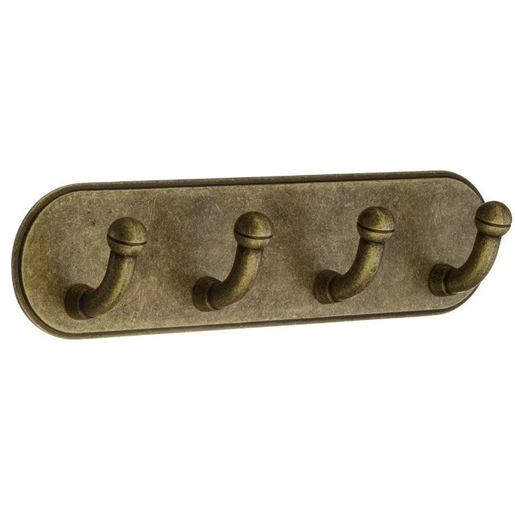 Coat Rack 4 Hook 1-1/8 x 3/4 x 2-7/8 Inch Antique Metal