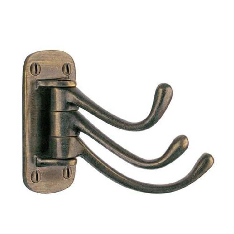 Coat Hook Triple Brass 3 Inch 3-7/8 Inch Wall Mount Zinc