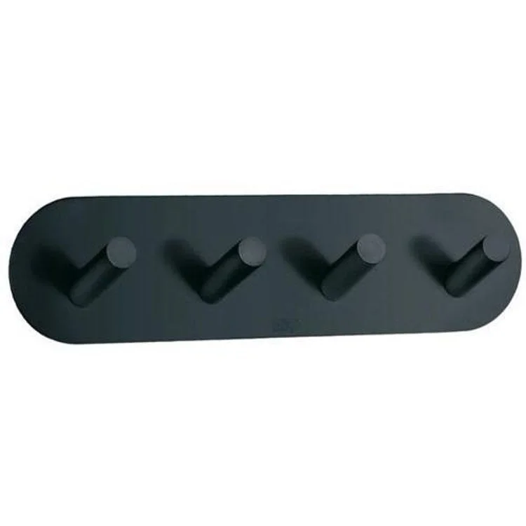 Coat Rack 4 Hook 1-1/4 x 7 x 1-7/8 Inch Black Stainless Steel