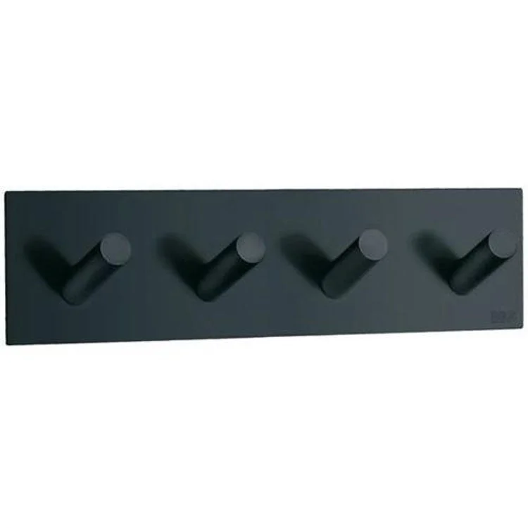 Coat Rack 4 Hook 1-1/4 x 7-1/2 x 1-7/8 Inch Black Stainless Steel