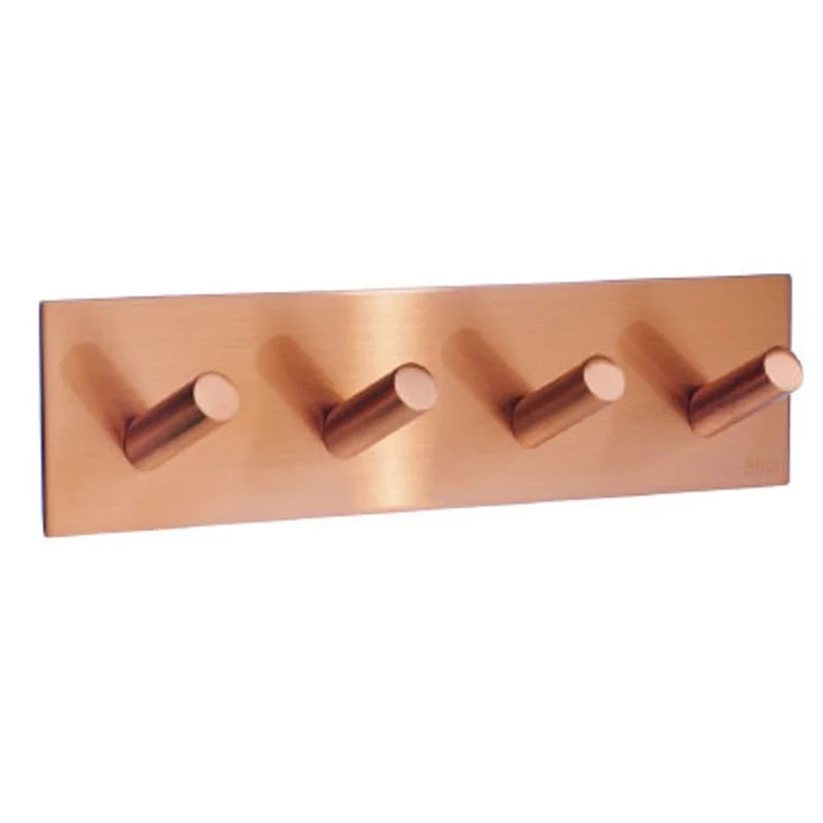 Coat Rack 4 Hook 1-1/4 x 7-1/2 x 1-7/8 Inch Brushed Copper Stainless Steel