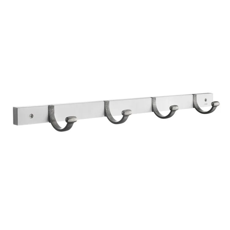 Coat Rack 4 Hook 4 x 20 x 2 Inch White Brass