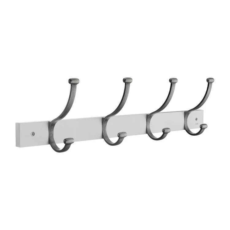 Coat Hook Quadruple White 6 Inch 4 Inch Wall Mount Brass